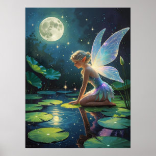 Poster Serene Fairy Magical Moonlight Imaginaire Art