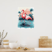 Poster Serene Flamant rose Paradise (Cuisine)