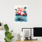 Poster Serene Flamant rose Paradise (Bureau à domicile)