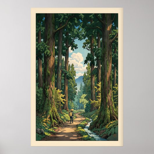Poster Serene Forest Path Wall Art Winding Trail, Tall (Devant)