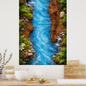 Poster Serene Forest Stream Tranquil Nature Water Art (Cuisine)
