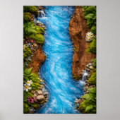 Poster Serene Forest Stream Tranquil Nature Water Art (Devant)