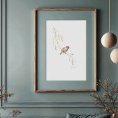 Poster Serene House Sparrow Watercolor Art