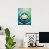 Poster Serene Lotus Mandala : Bleu & Vert Méditation Art (Bureau à domicile)