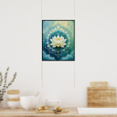 Poster Serene Lotus Mandala : Bleu & Vert Méditation Art (Cuisine)