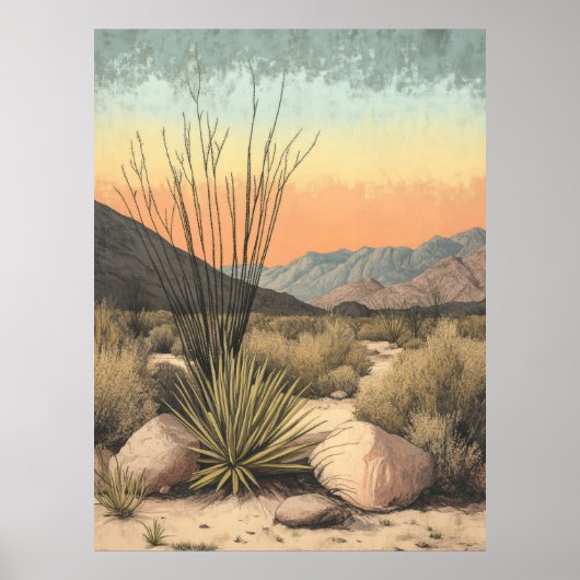 Poster Serene Mojave Sunrise : California Desert Art Impr (Devant)