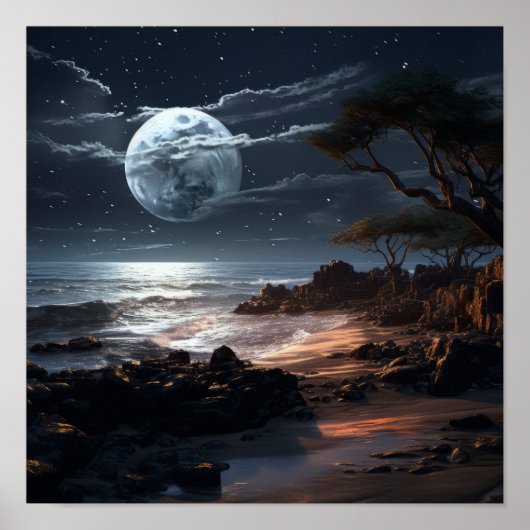 Poster Serene Moon at Night | Mur naturel paisible (Devant)