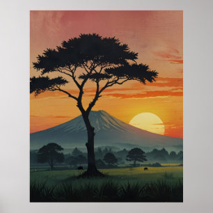 Poster Serene Mount Fuji Paysage Art Imprimer