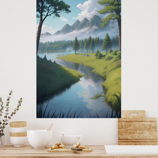 Poster Serene Mountain River (Cuisine)