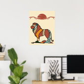 Poster Serene Savanna Kind Lion Abstract Modern Art (Bureau à domicile)