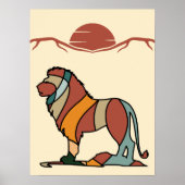 Poster Serene Savanna Kind Lion Abstract Modern Art (Devant)