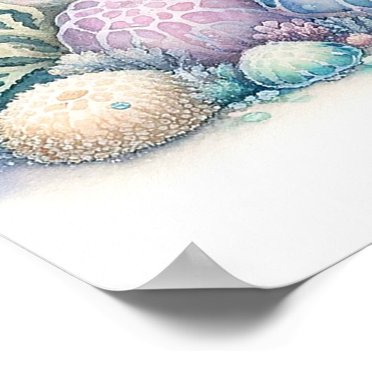 Poster Serene Sea Turtle et Mermaid Imprimer (Coin)