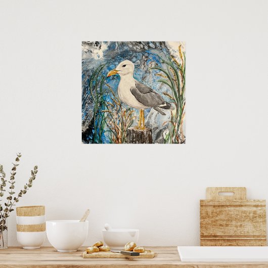 Poster Serene Seagull Print (Cuisine)