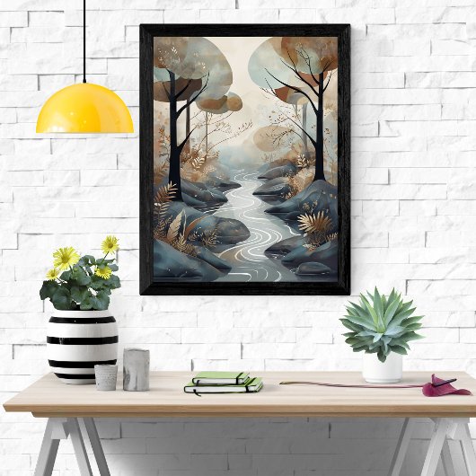 Poster Serene Stream : Une Scène De Bois Tranquille