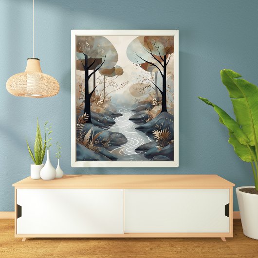 Poster Serene Stream : Une Scène De Bois Tranquille