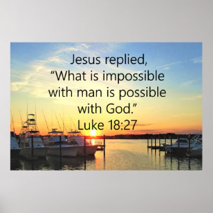 POSTER SERENE SUNSET LUKE 18:27 CONCEPTION DE SCRIPTURE