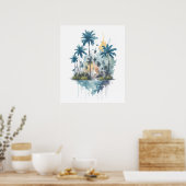 Poster Serene Tropical Waters aquarelle peinture (Cuisine)