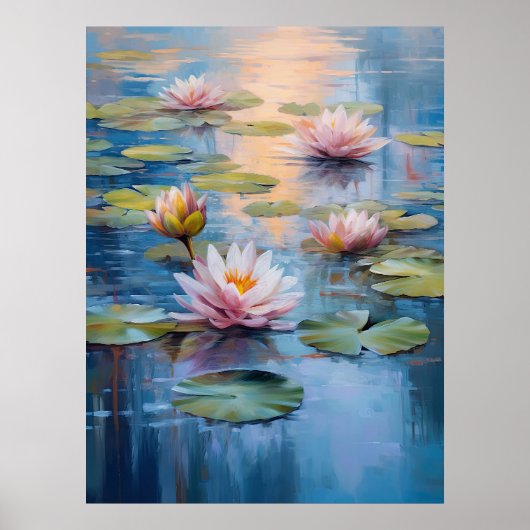 Poster Serene Water Lily Pond Art (Devant)