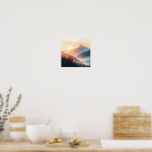 Poster Serene Watercolor Mountain Landscape Wall Art (Cuisine)