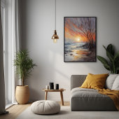 Poster Serene Winter Sunset - Nature Paysage Art