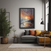 Poster Serene Winter Sunset - Nature Paysage Art