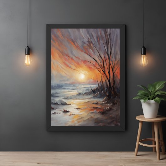 Poster Serene Winter Sunset - Nature Paysage Art