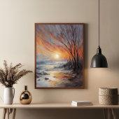 Poster Serene Winter Sunset - Nature Paysage Art