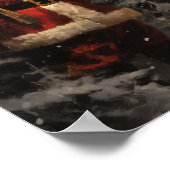 Poster Serene Woodland Black Père Noël & Deer (Coin)