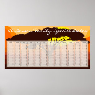 Poster Serengeti Parapluie Calendrier d'anniversaire néer