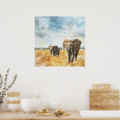 Poster Serengetti Elephants (Cuisine)