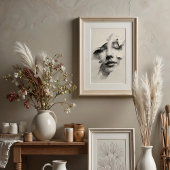 Poster Sérénité brisée : Visage monochrome complexe