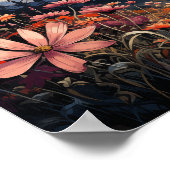 Poster Sérénité coucher de soleil : Fleurs sauvages et mo (Coin)