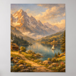 Poster Serenité d'antan – Paysage de rêve alpin