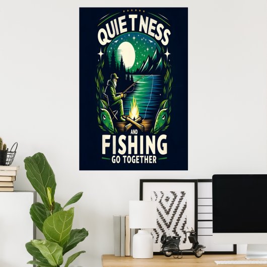 Poster Sérénité de la pêche nocturne (Bureau à domicile)