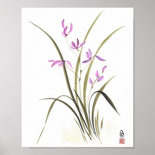 Poster Serenité de l'orchidée lavande (Devant)