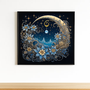 Poster Sérénité de minuit : une floraison céleste