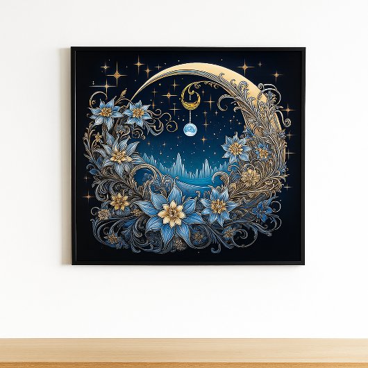 Poster Sérénité de minuit : Une floraison céleste