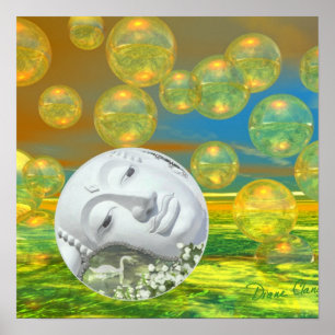 Poster Sérénité d'or et verte de paix -