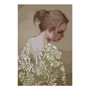 Poster Sérénité dorée – Un portrait de réflexion