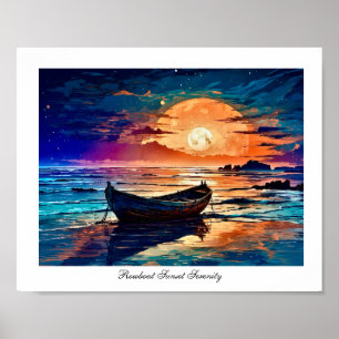 Poster Sérénité du coucher de soleil en bateau