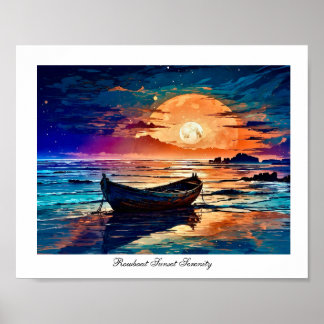 Poster Sérénité du coucher de soleil en bateau