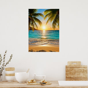 Poster Sérénité du coucher de soleil tropical
