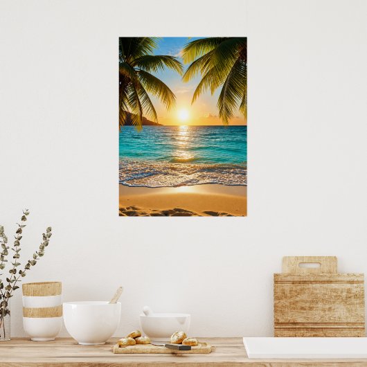 Poster Sérénité du coucher de soleil tropical (Cuisine)