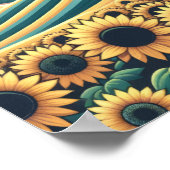 Poster Sérénité du tournesol : Levée de soleil rustique (Coin)