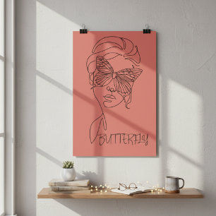 Poster Sérénité floue : Papillon et art en ligne féminin