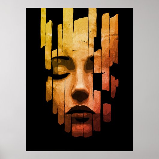 Poster Sérénité fragmentée – Portrait numérique surréalis (Devant)