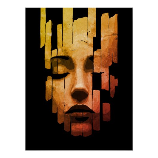 Poster Sérénité Fragmentée – Portrait Numérique Surréalis (Devant)