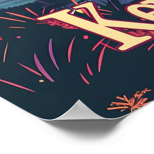 Poster Sérénité occidentale clé : coucher de soleil tropi (Coin)