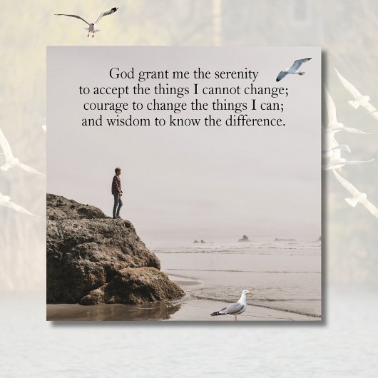 Poster Serenity Prayer Beach Scene with Seagulls