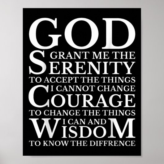 Poster Serenity Prayer Na Aa Sober Recovery  (Devant)